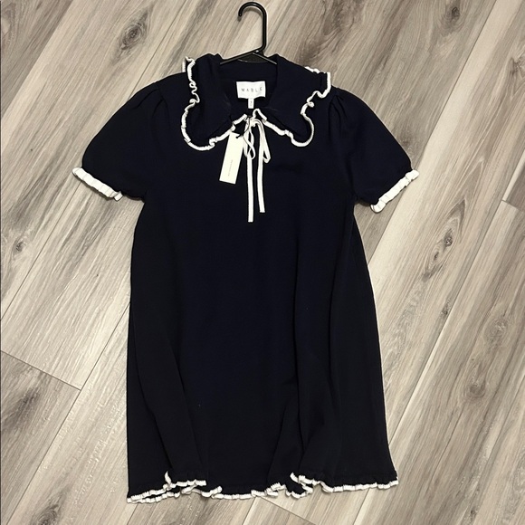 flourish in frills Dresses & Skirts - Flourish in Frills-Navy Blue Ruffle Collar Mini Dress